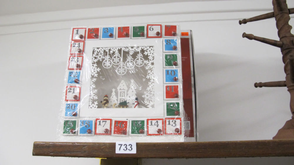 Lot 733: Wooden advent calendar