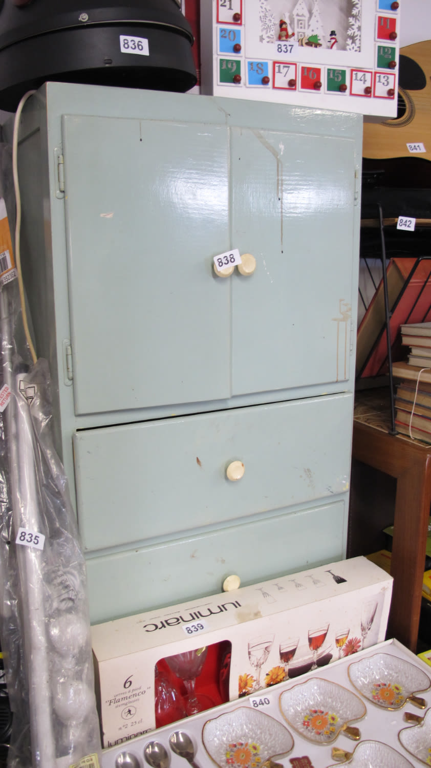Lot 838: Vintage storage cupboard