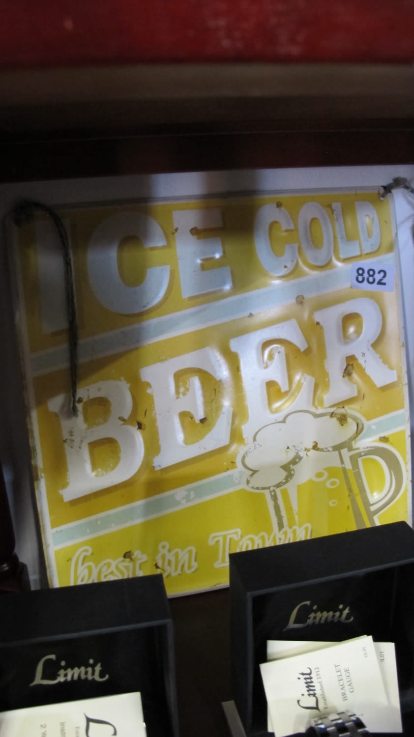 Lot 882: Ice Cold Beer sign