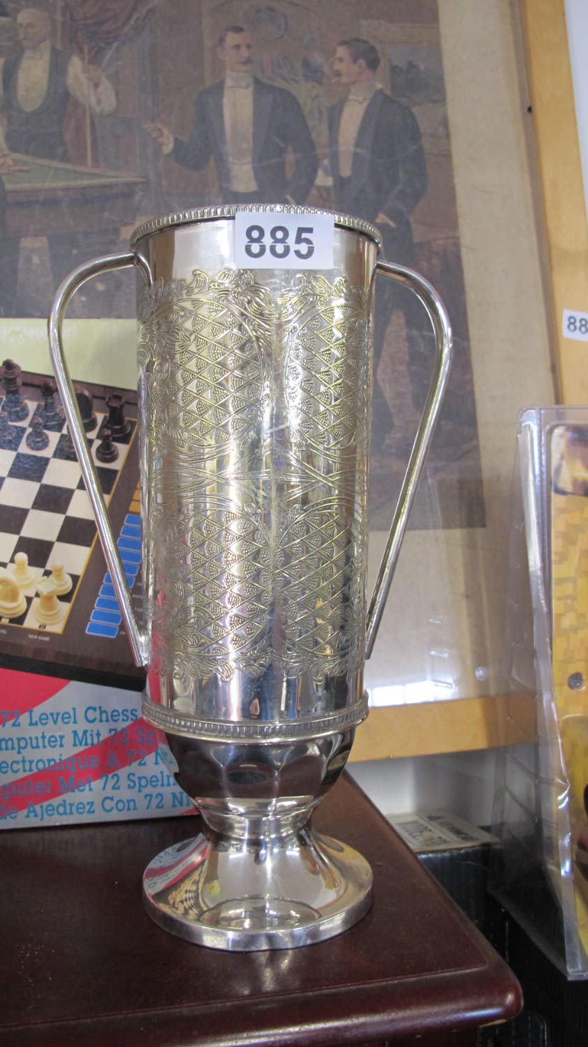 Lot 885: Silver plated trophy