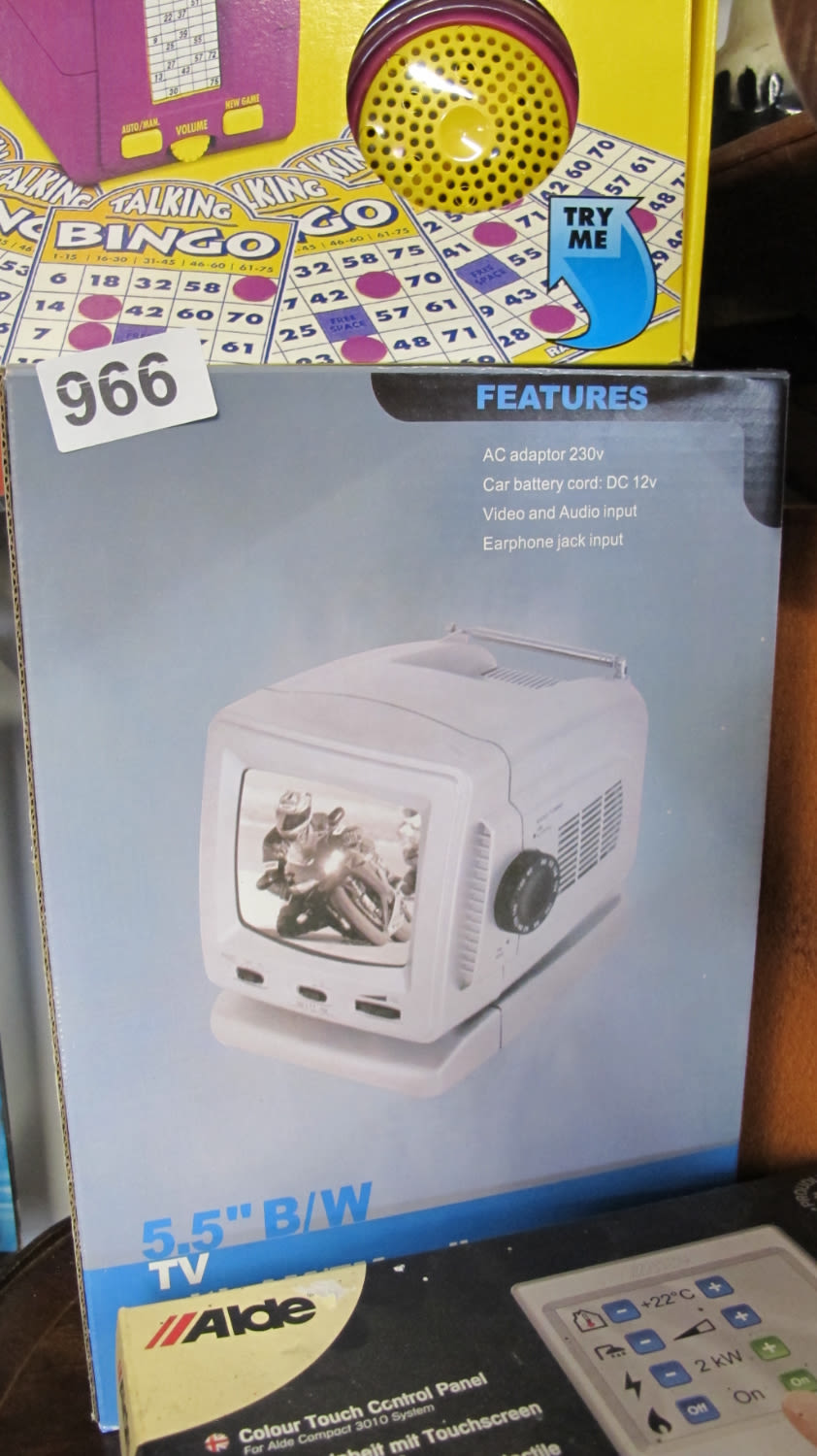 Lot 966: 5.5" portable black and white TV