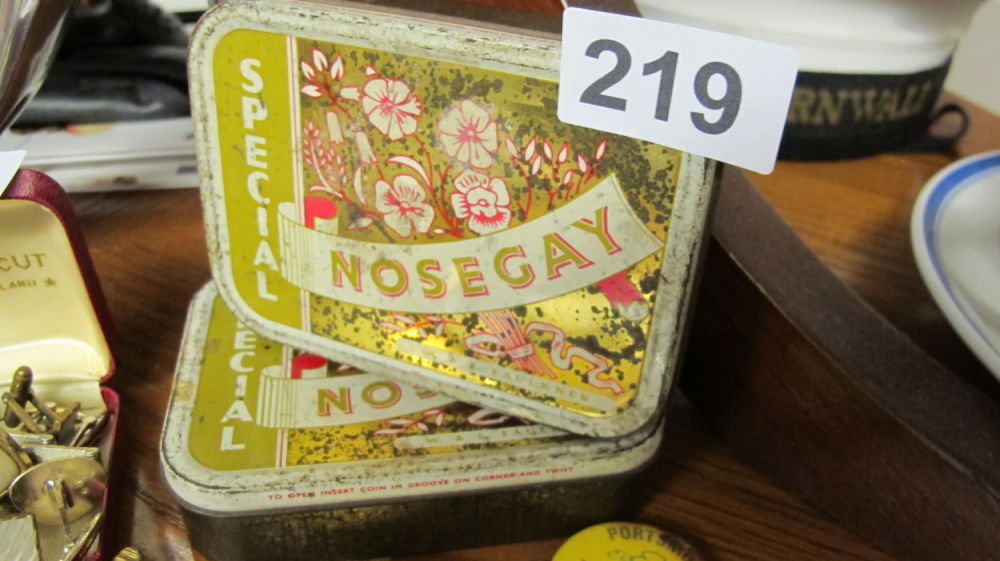 Lot 219: 2 vintage Nosegay tobacco tins