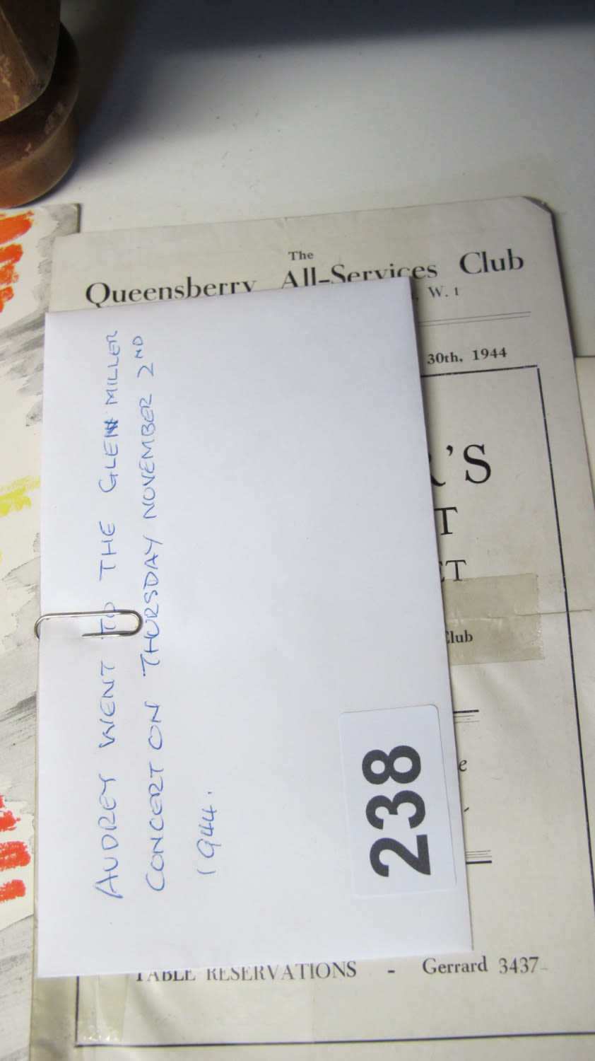 Lot 238: Glen Miller Concert programme with notes