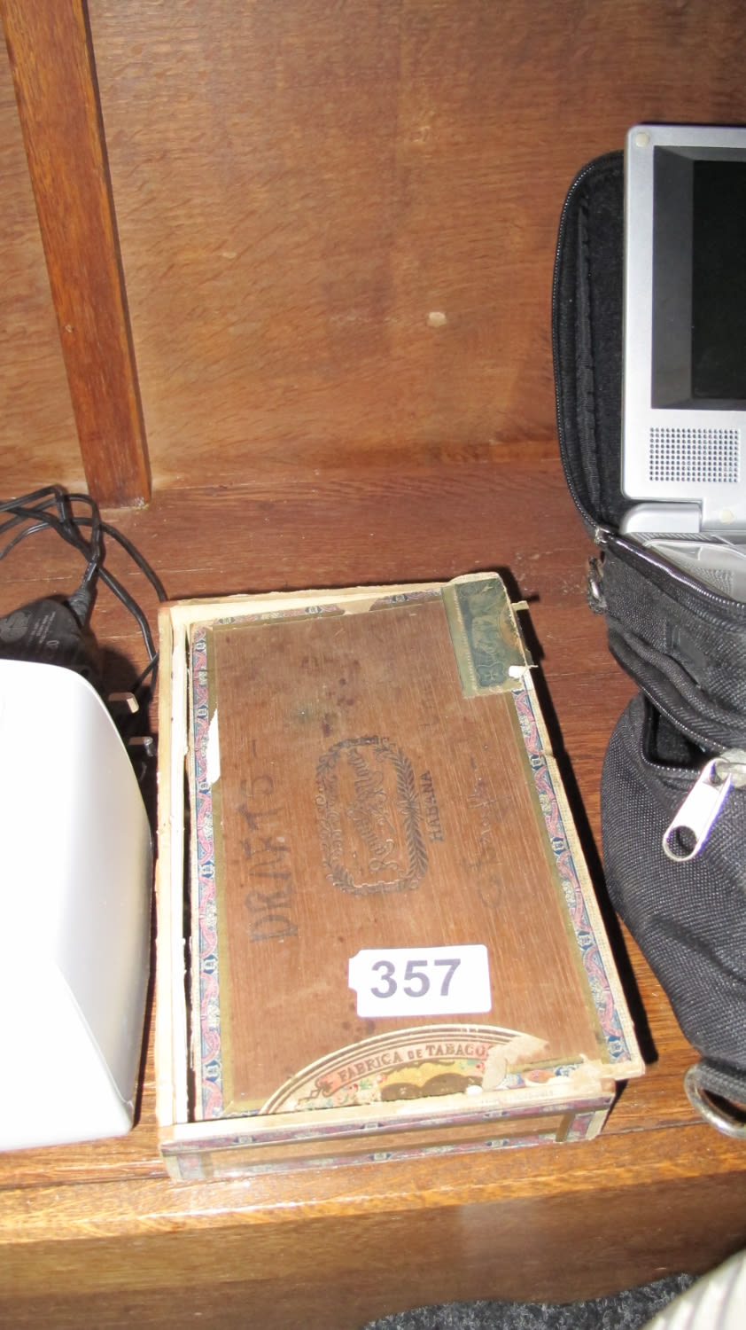 Lot 357: Cigar box containing draughts