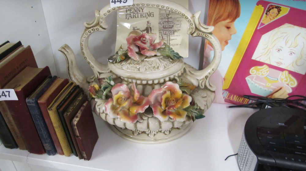 Lot 449: Ornate Capodimonte tea pot