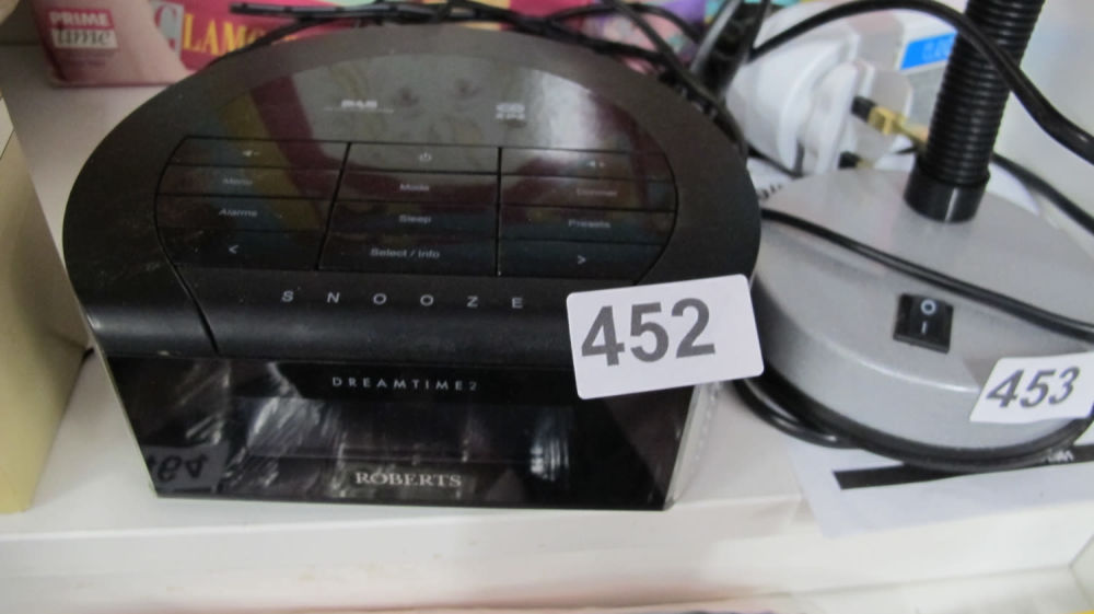 Lot 452: Roberts dream time 2 DAB radio clock alarm