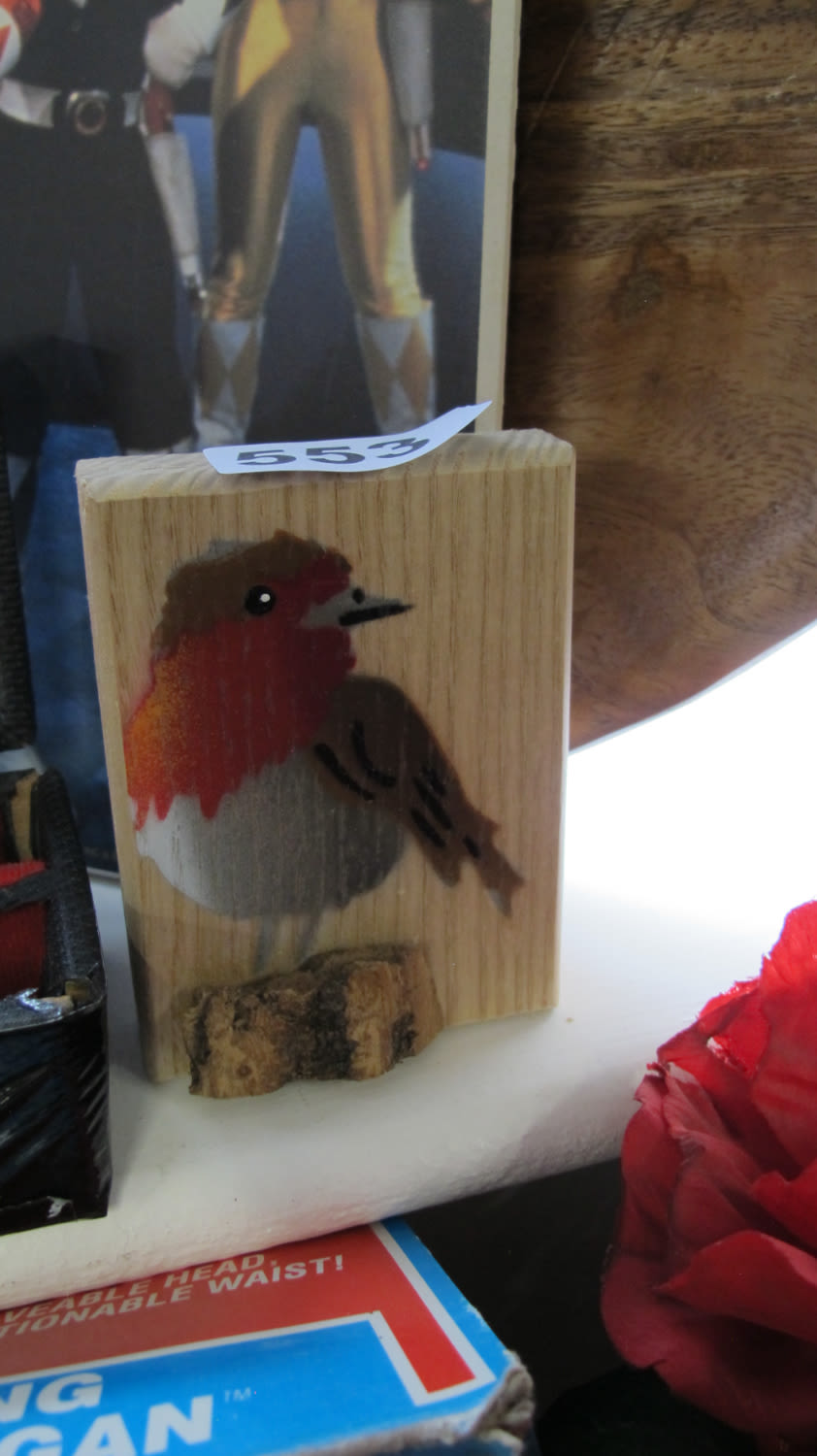 Lot 553: Red Robin painted ornament