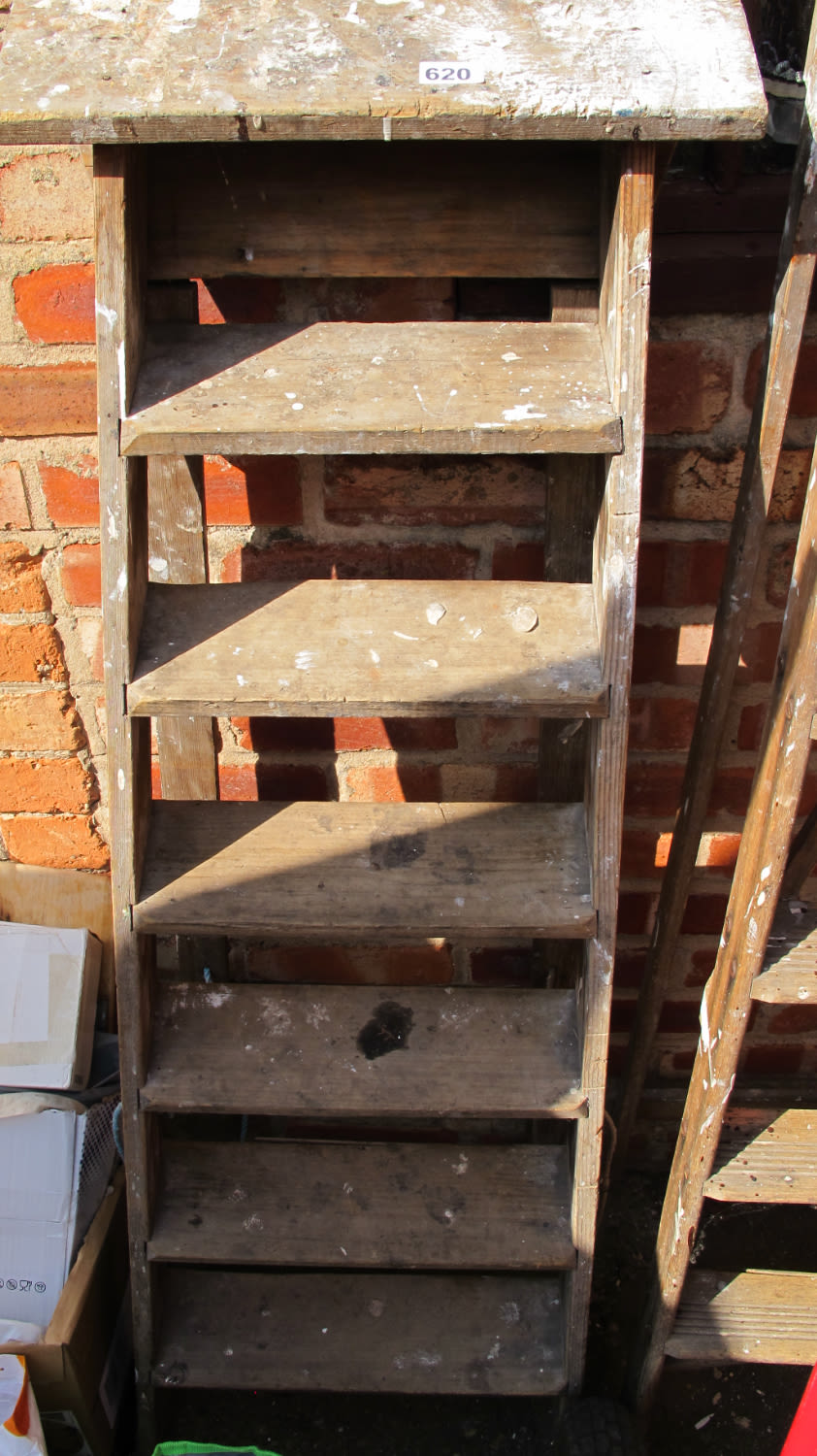 Lot 620: wooden step ladder (6)