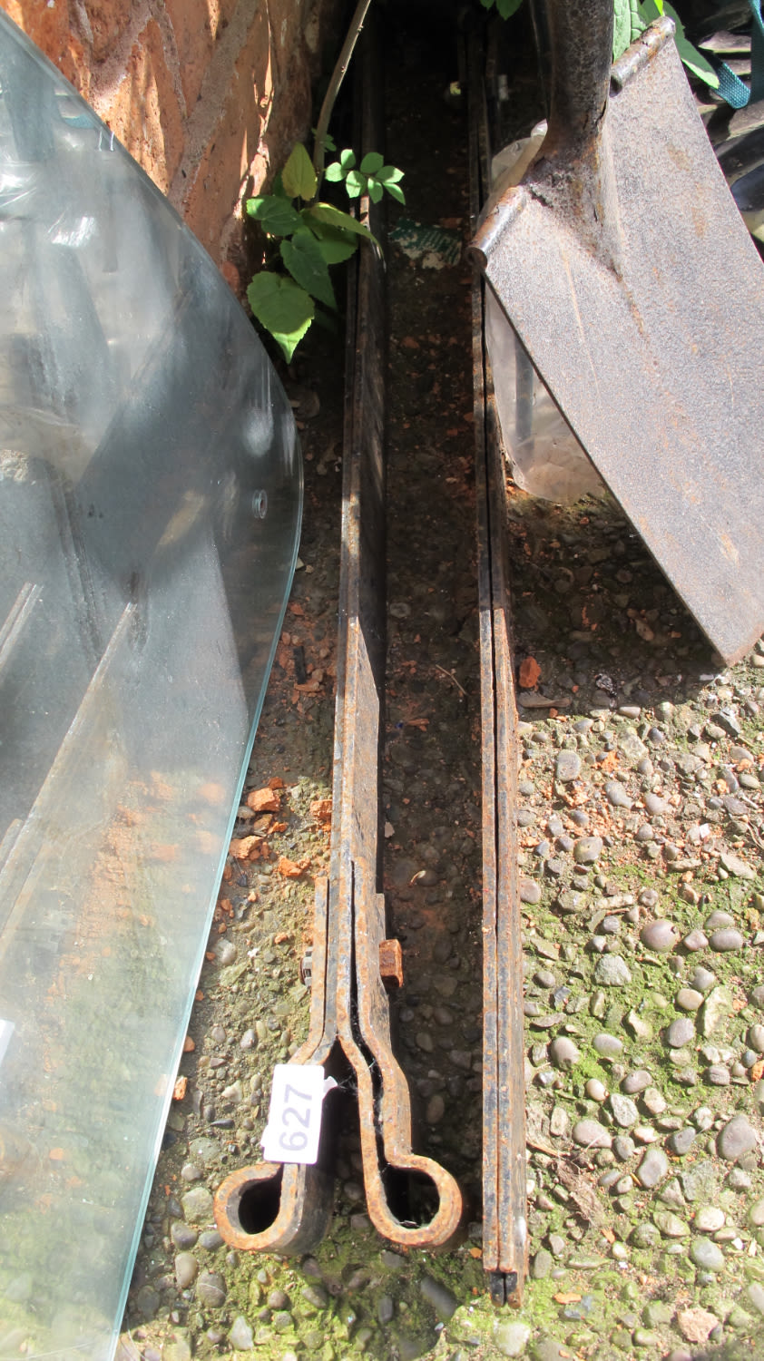 Lot 627: a pare of huge barn door hinges complete...