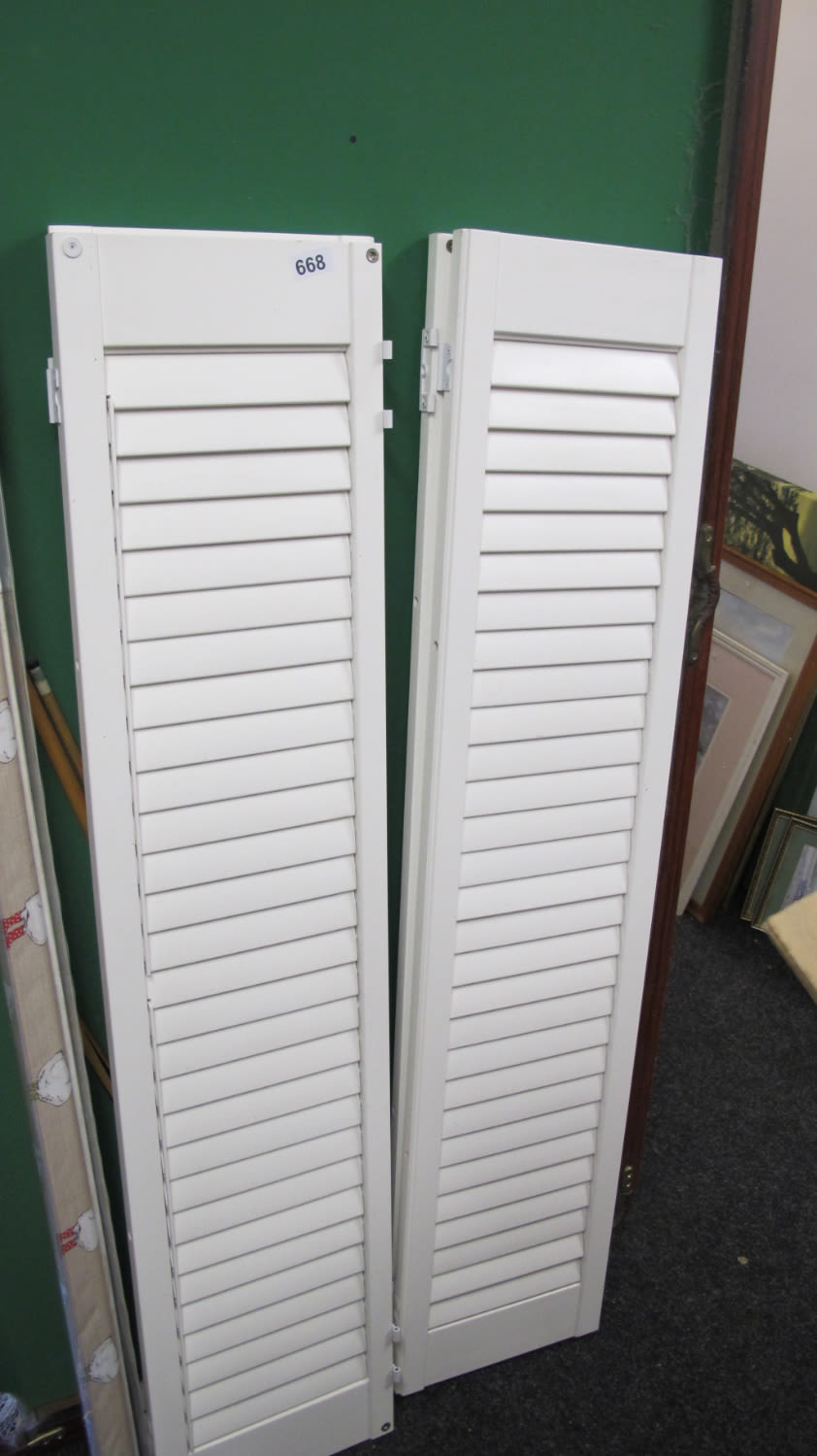 Lot 668: White window Louvre doors
