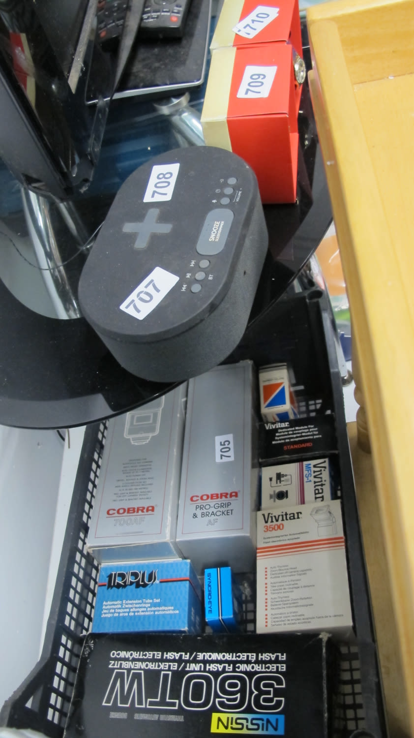 Lot 705: Box of Misc camera flash units and photographic...