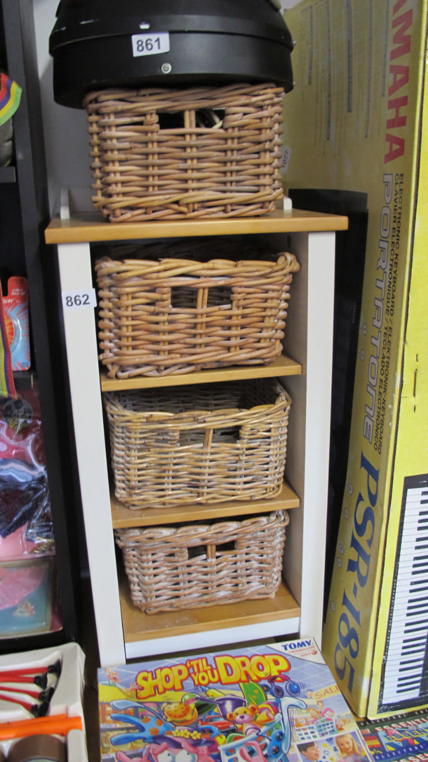 Lot 862: Wooden and wicker storage unit