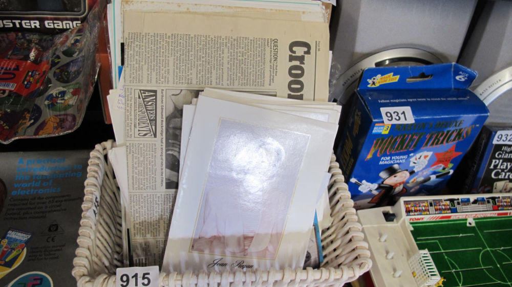Lot 915: Basket of ephemera, photographs etc. related to Joe...