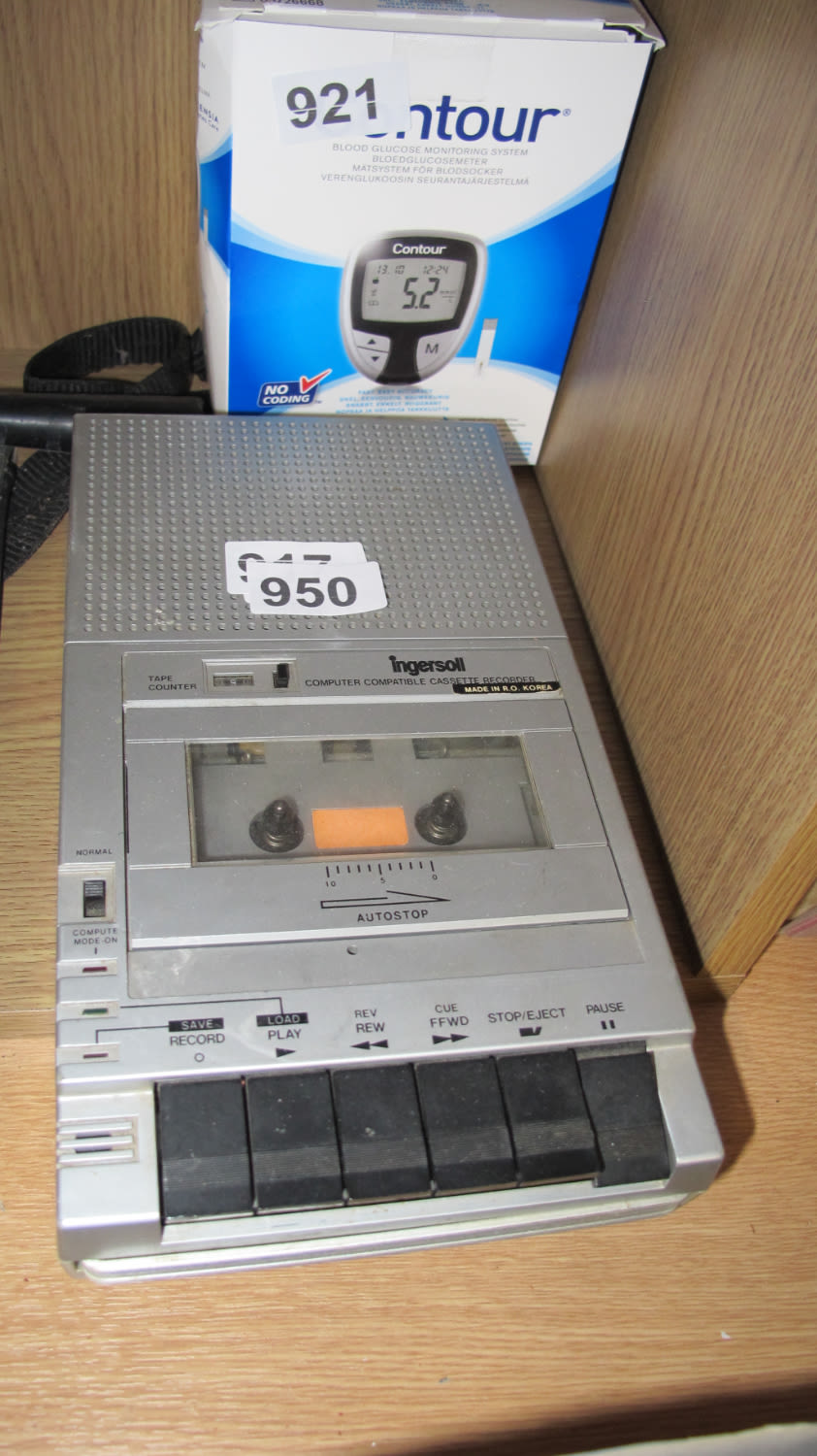 Lot 950: Retro Ingersoll computer compatible cassette recorder