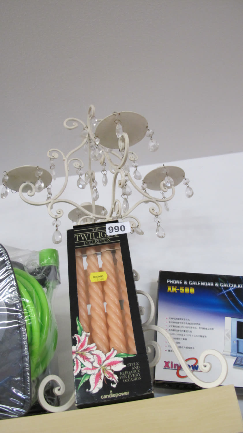 Lot 990: Large metal table centrepiece with candles