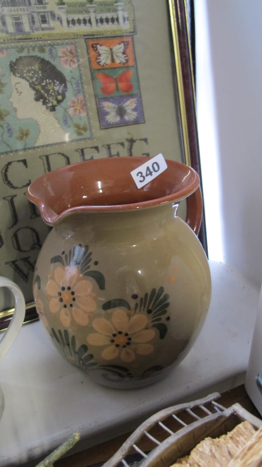 Lot 340: Hand painted Studio pottery jug