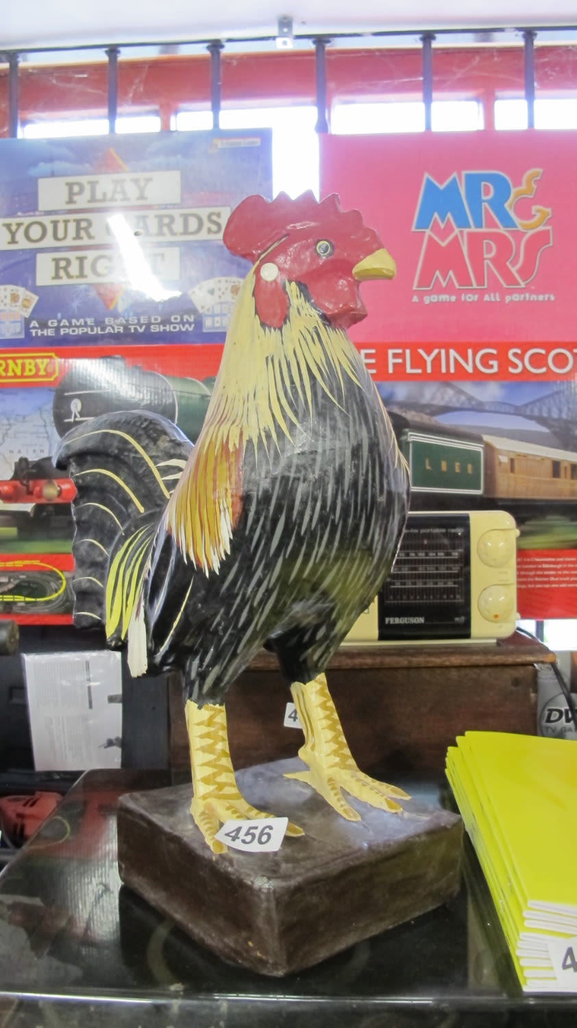 Lot 456: Big colourful wooden cock