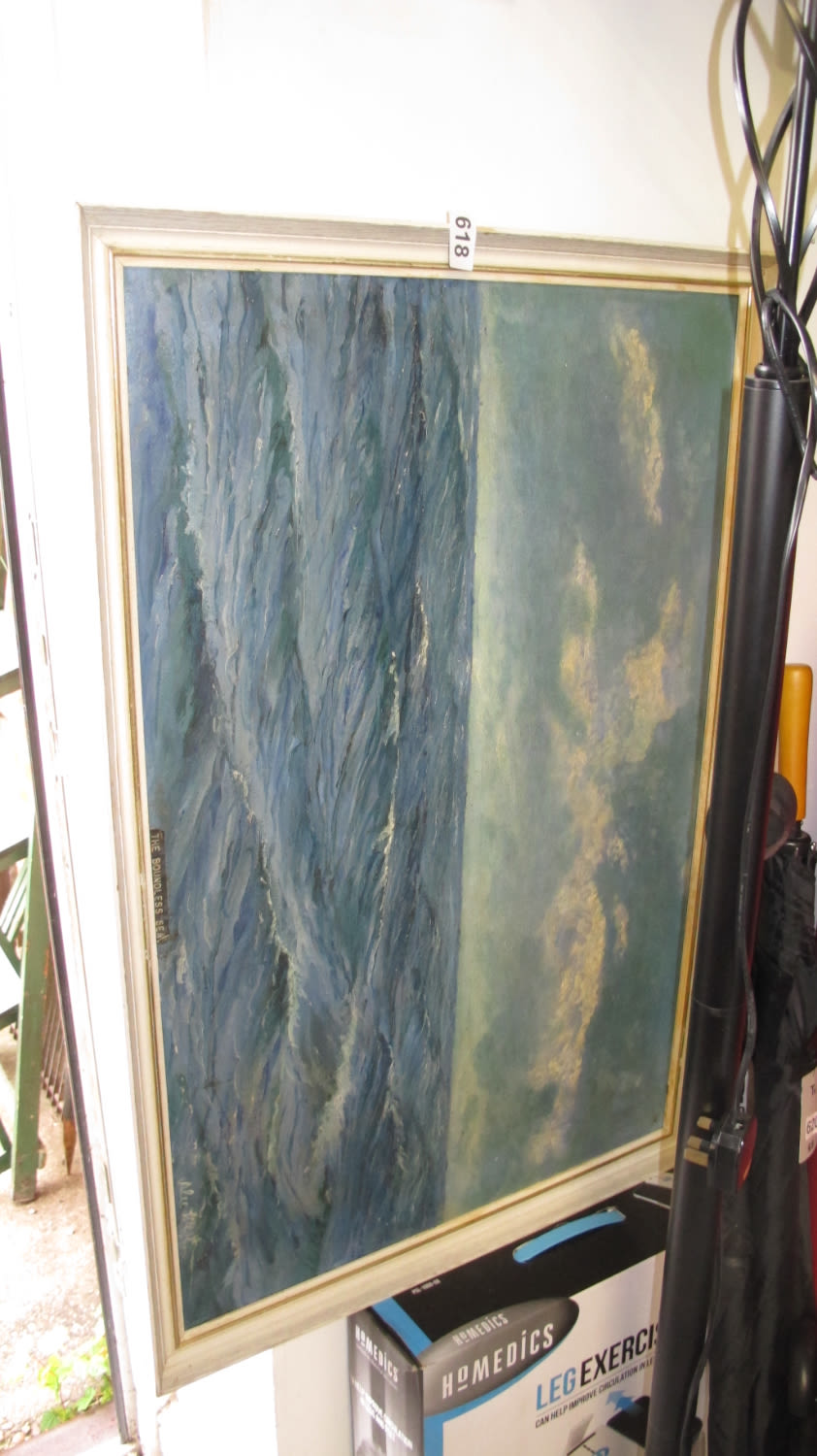Lot 618: Framed picture entitled "The Boundless Sea" with signature