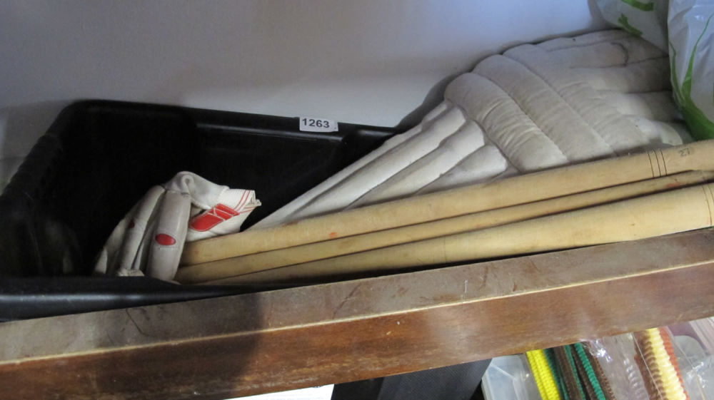 Lot 1263: Tub of cricket items