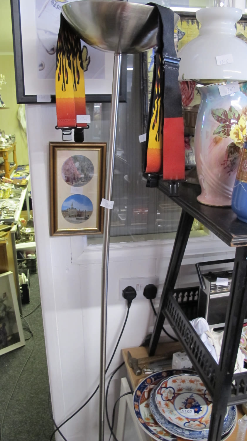 Lot 1303: stainless steel polished standing lamp