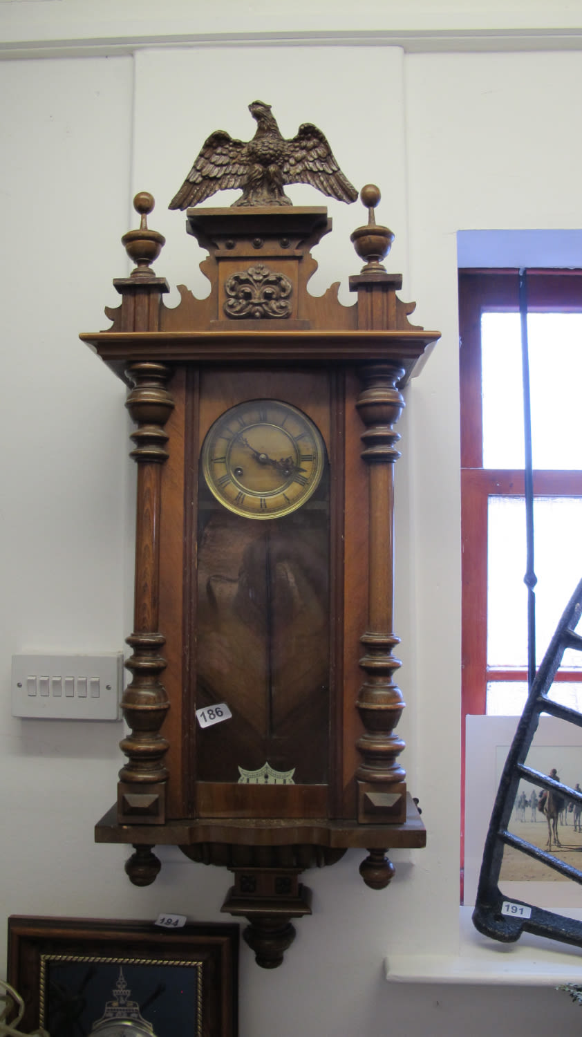 Lot 186: Very high quality carved Vienna wall clock in...
