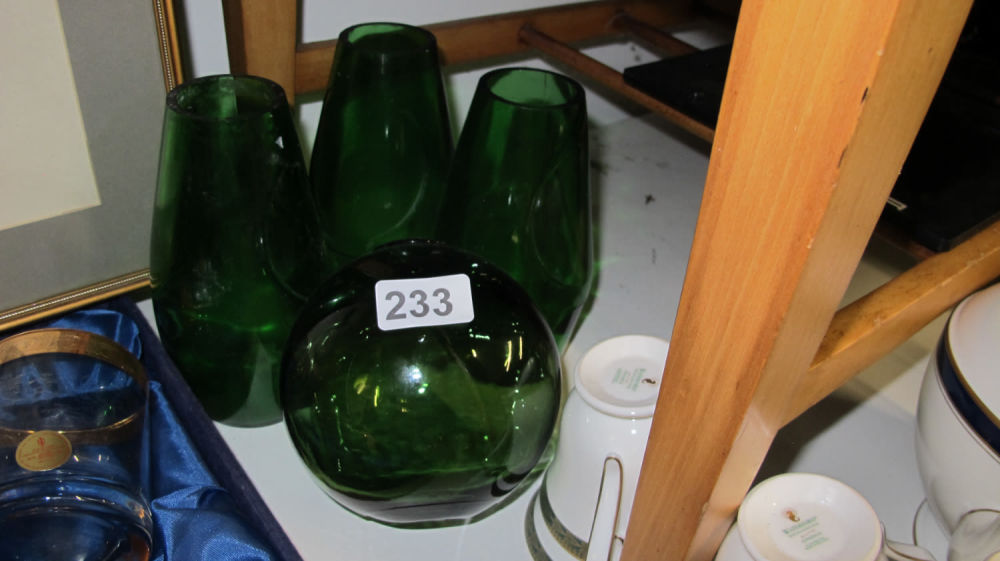 Lot 233: Green glass vases