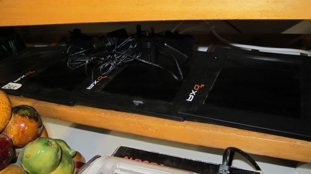 Lot 245: four electronic screens that play video etc from...