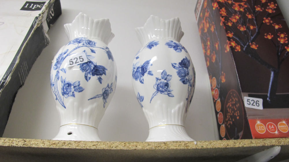 Lot 525: Pair of blue and white lamp bases