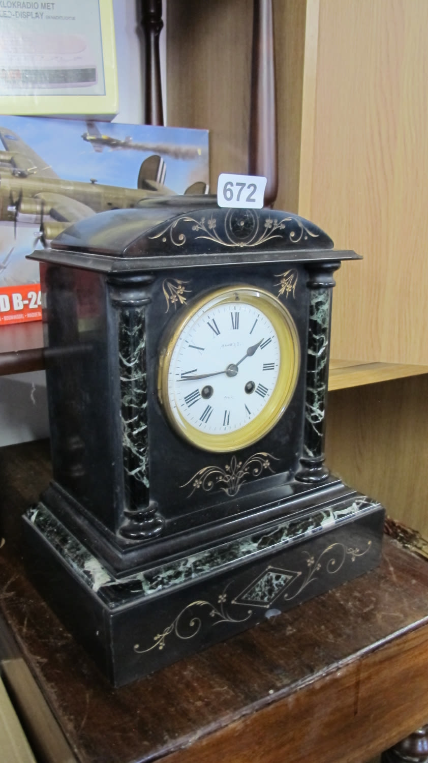 Lot 672: very good quality antique Walloon marble mantel clock