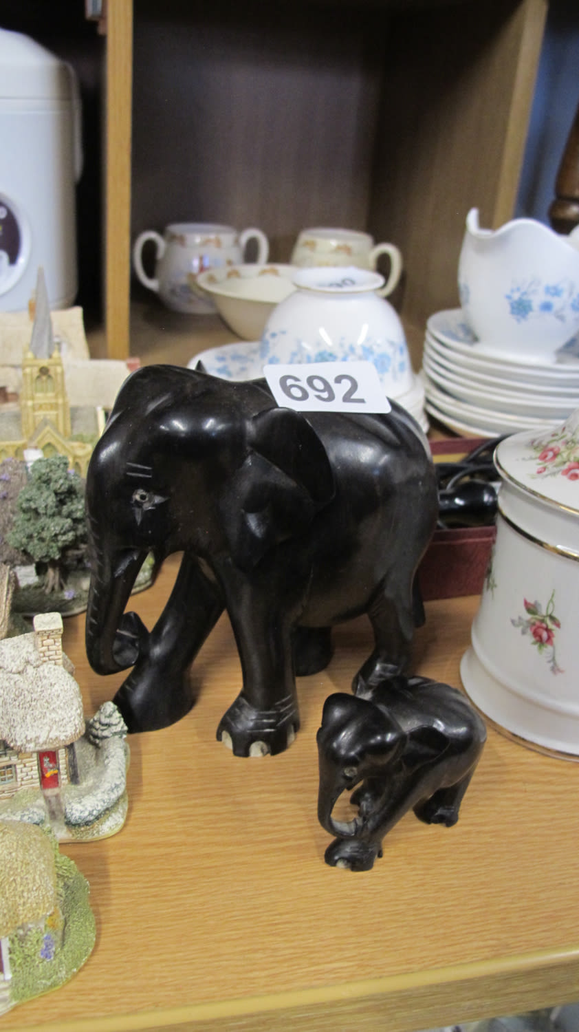 Lot 692: Ebony elephants