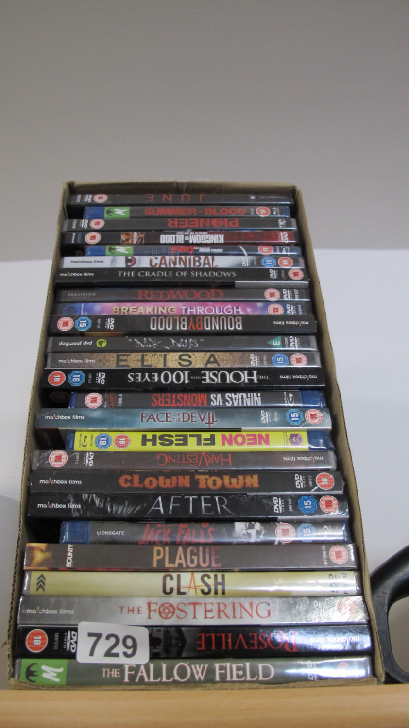 Lot 729: Box of new DVDs