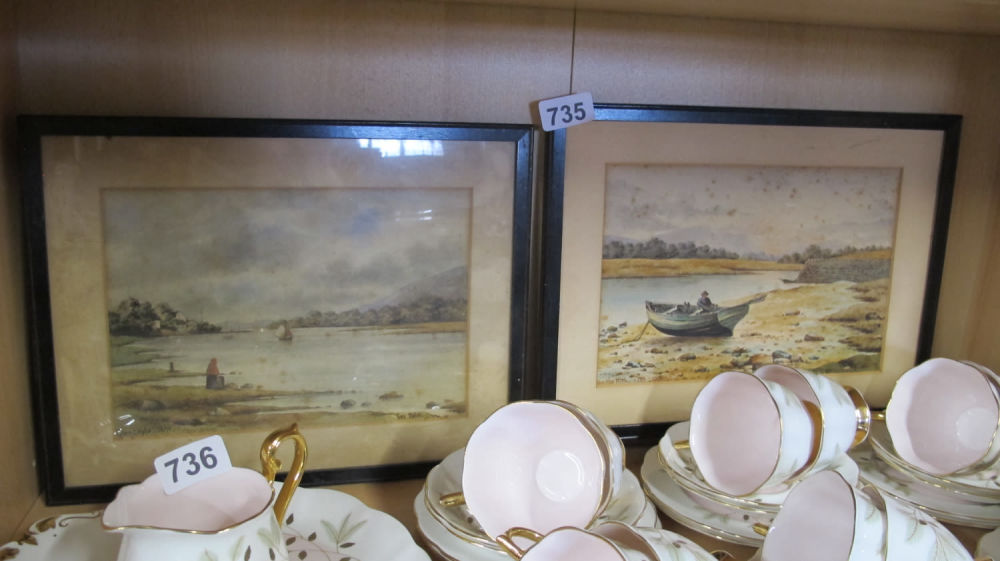 Lot 735: 2 framed and glazed pictures