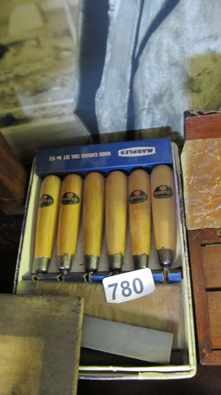 Lot 780: marples wood carving tool set