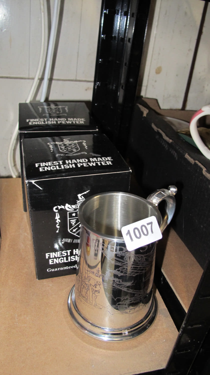Lot 1007: Pewter tankards