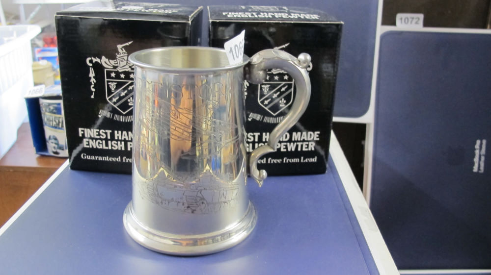 Lot 1069: Pewter tankards