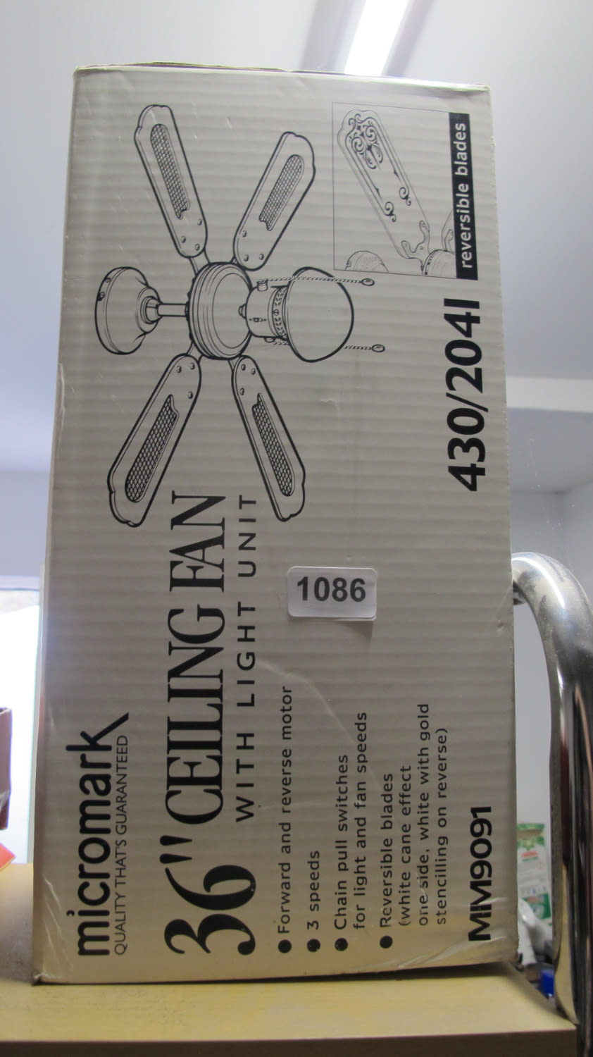 Lot 1086: Ceiling fan with light