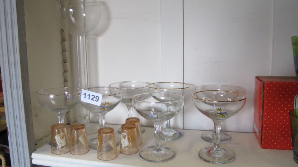Lot 1129: Babycham glasses 
