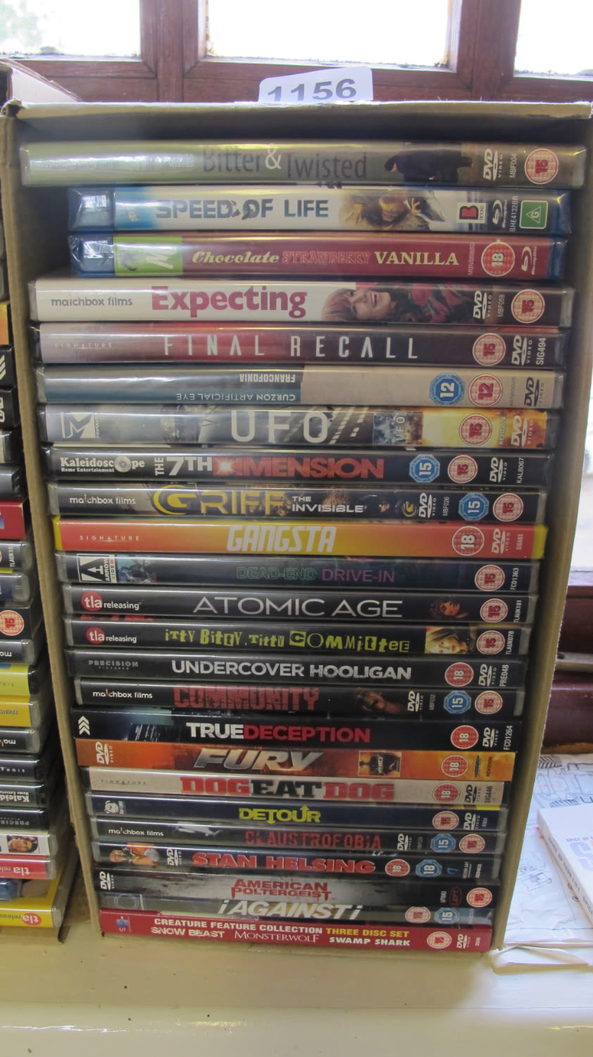 Lot 1156: Box of new DVD's