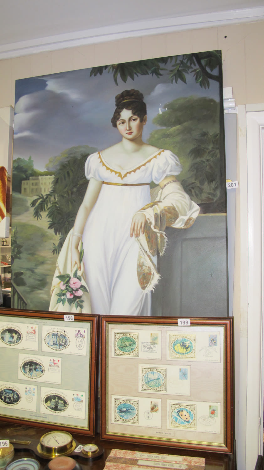 Lot 201: Extra large print of a miserable woman by...