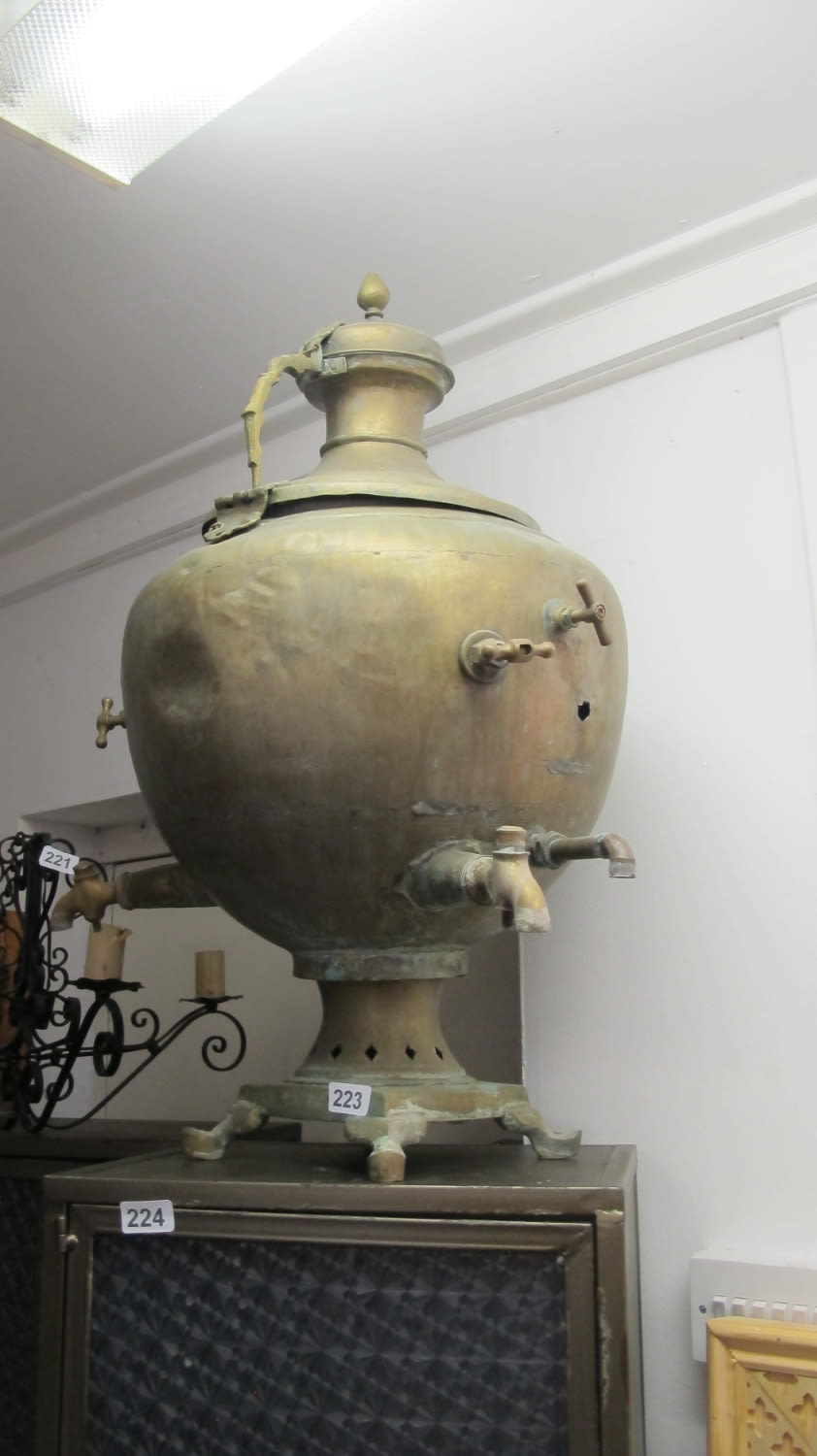 Lot 223: Immense brass samovar 