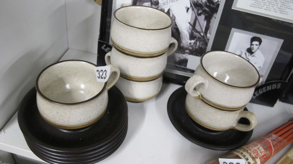 Lot 323: Denby coffee cups and saucers