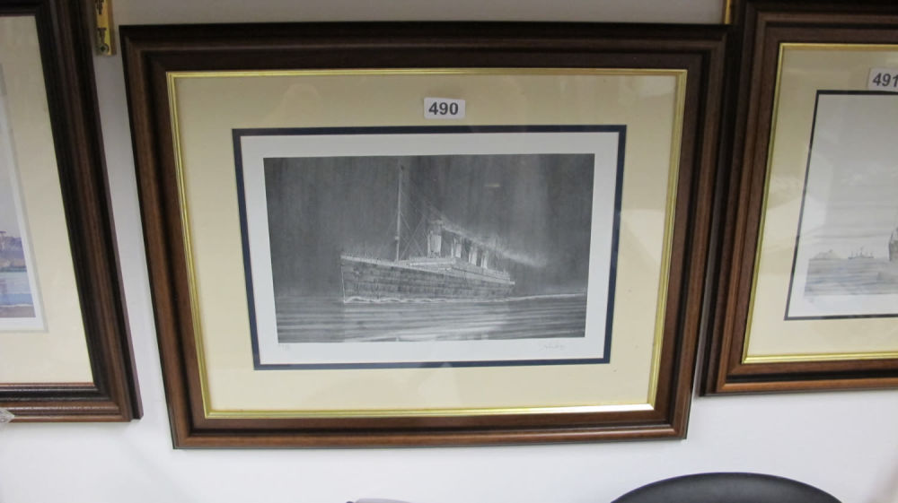 Lot 490: framed and glazed picture