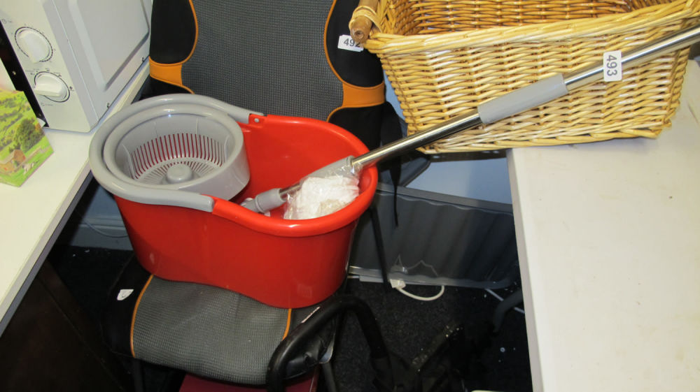 Lot 493: whizzy mop bucket and mop