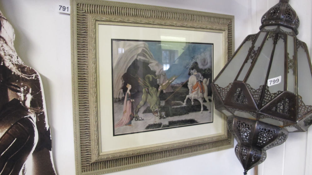 Lot 791: framed and glazed St George picture
