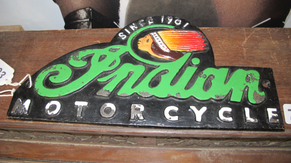Lot 793: Indian motorcycles sign