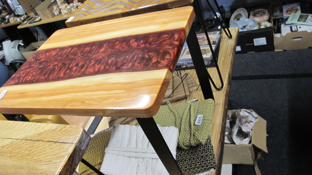 Lot 868: wood and resin designer table