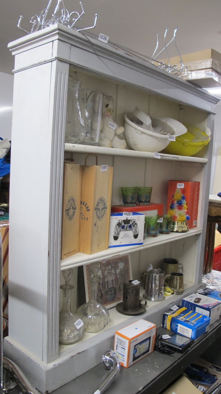 Lot 1034: Shabby Chic grey silver pine bookcase