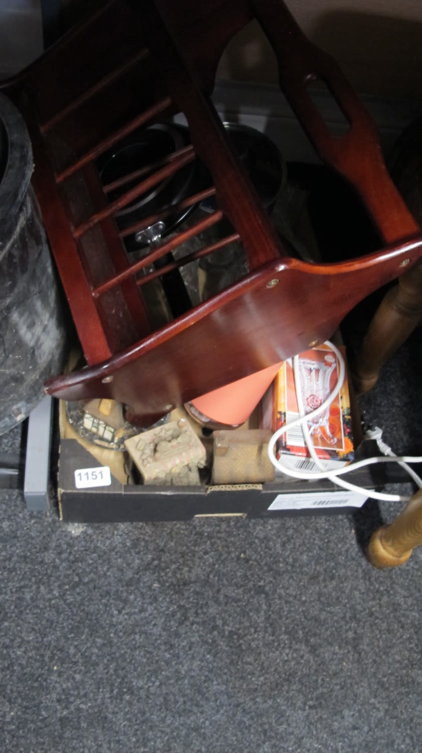 Lot 1151: Box of misc inc magazine rack