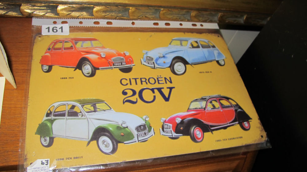 Lot 161: 2CV metal sign
