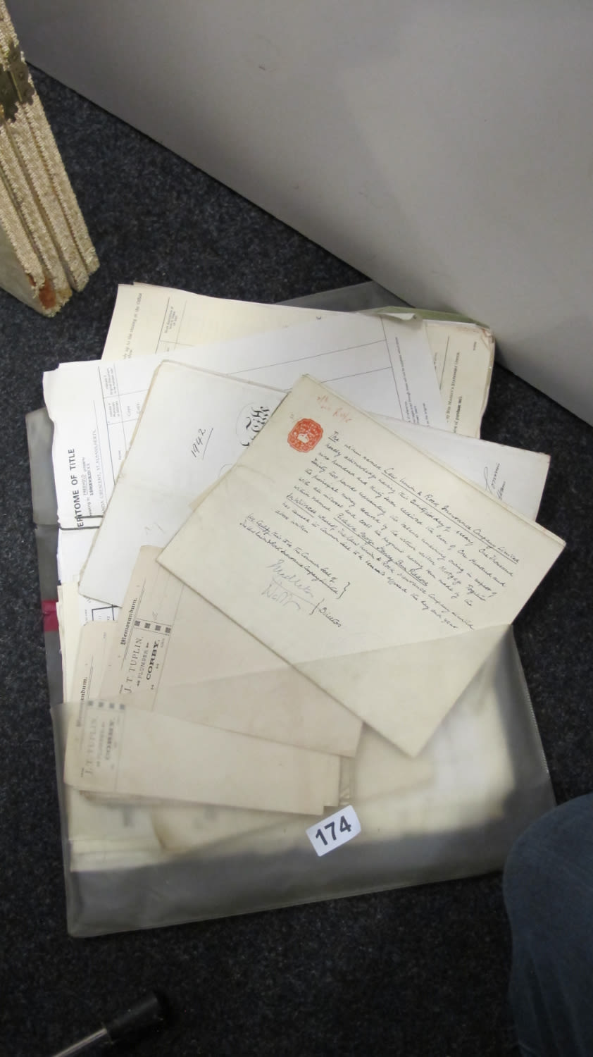 Lot 174: Legal ephemera including vintage deeds